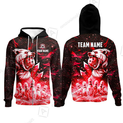 Custom Bowling Jersey Polo Shirt, Arctic Bear & Crystal Galaxy, Custom Bowling Jersey Team Shirt For Players With Name & Team Name