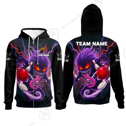 Customized Bowling Jerseys Polo Shirt, Evil Bowling Monster-Dark Bowling Spirit, Uniform Bowling - Personalized Name And Team Name