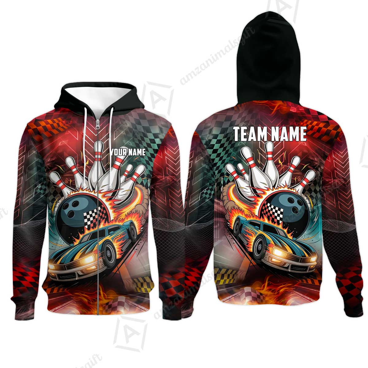 Custom Bowling Jersey Polo Shirt, Bowling Thunder Racing, Custom Bowling Jersey Team Shirt For Players With Name and Team Name