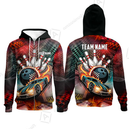 Custom Bowling Jersey Polo Shirt, Bowling Thunder Racing, Custom Bowling Jersey Team Shirt For Players With Name and Team Name