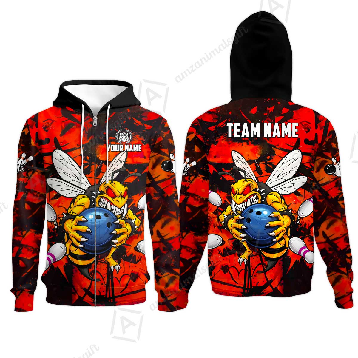 Custom Bowling Jersey Polo Shirt, The Wild Wasp Strike, Custom Bowling Jersey Team Shirt For Players With Name & Team Name