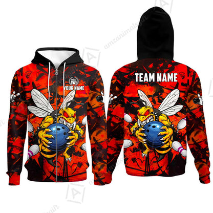 Custom Bowling Jersey Polo Shirt, The Wild Wasp Strike, Custom Bowling Jersey Team Shirt For Players With Name & Team Name