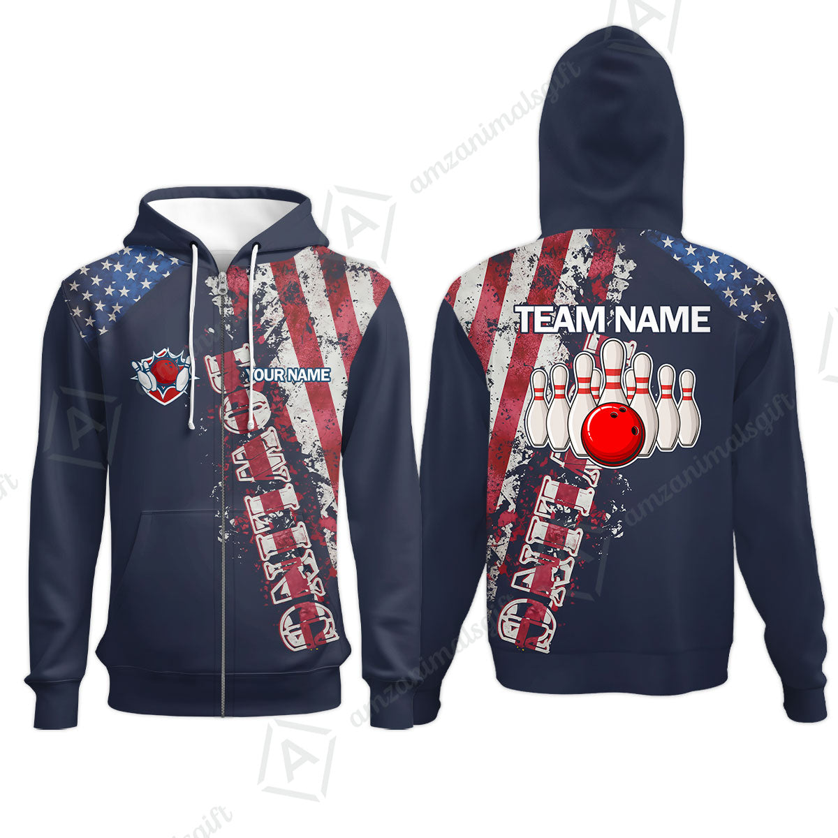 Bowling Custom Women Polo Shirt - Custom Name Patriotic American Flag Bowling Personalized Bowling Jersey Polo Shirts - Uniforms For Bowlers