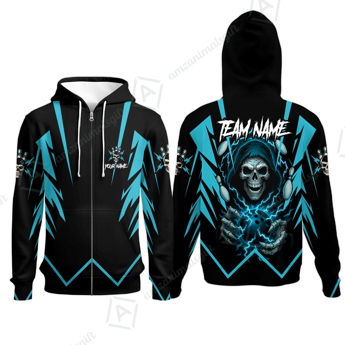 Custom Team Name Bowling Skull Thunder Team Jersey - Custom Name Bowling Strike Personalized Bowling Polo Shirt - Uniform Shirt For Bowlers