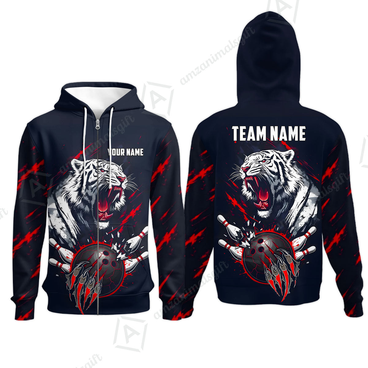Custom Bowling Jersey Polo Shirt, White Tiger Mascot Bowling, Custom Bowling Jersey Team Shirt For Players With Name & Team Name