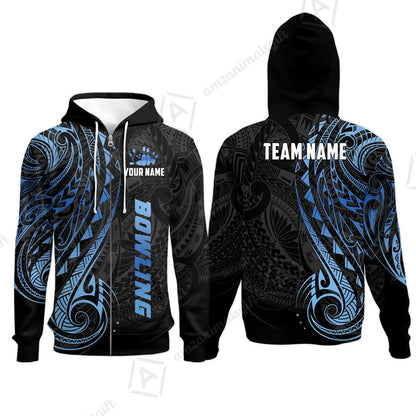 Custom Bowling Jersey Polo Shirt, Polynesian Maori Tribal Tattoo Bowling, Custom Bowling Jersey Team Shirt For Players With Name and Team Name