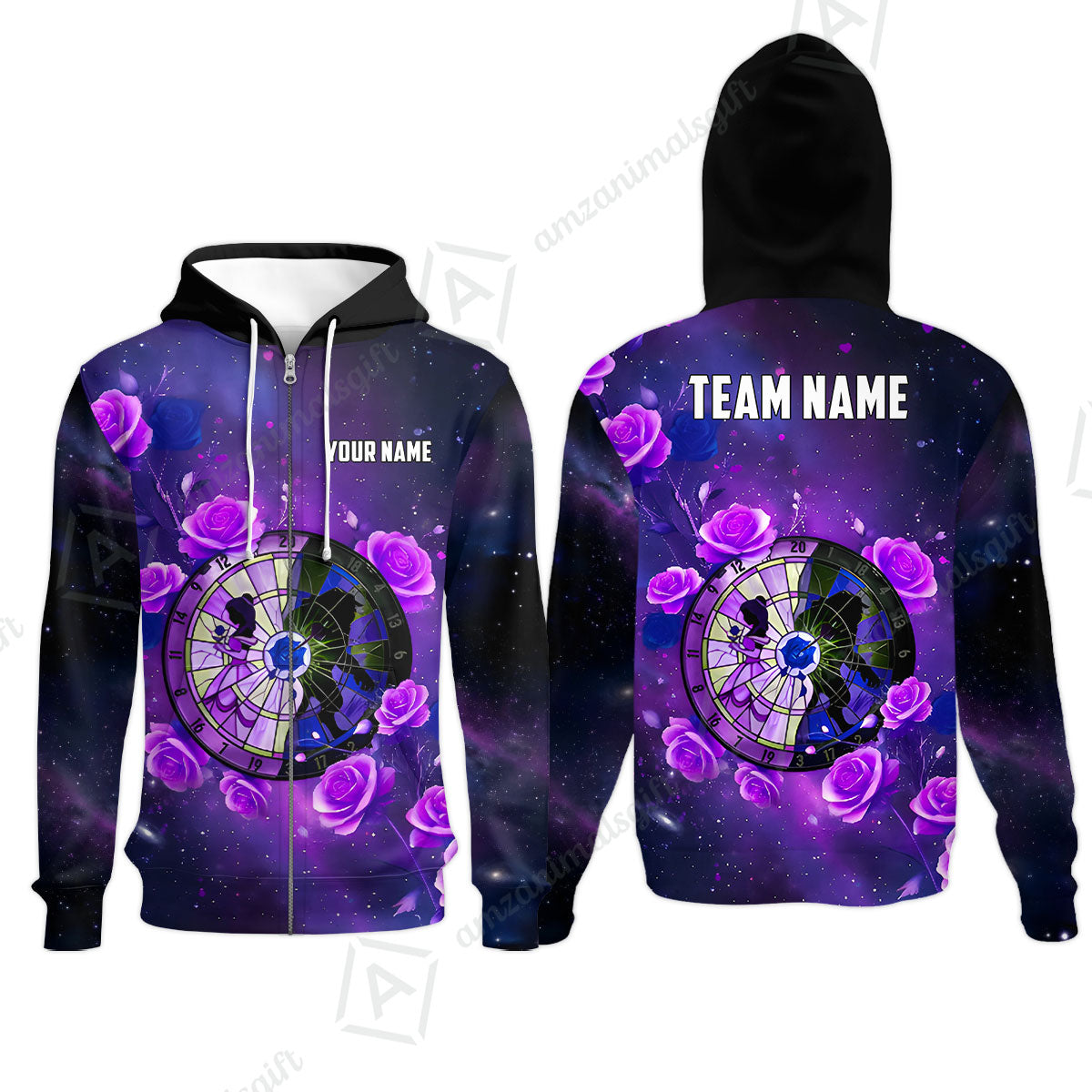 Custom Darts Team Jersey, Personalized Galaxy Flowers Darts Polo Shirt For Players With Name & Team Name