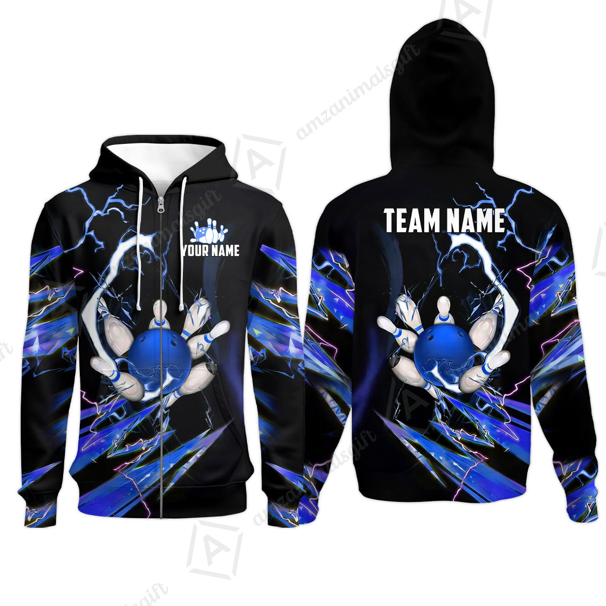 Custom Bowling Jersey Polo Shirt, Electric Strike & Neon Plasma, Custom Bowling Jersey Team Shirt For Players With Name & Team Name