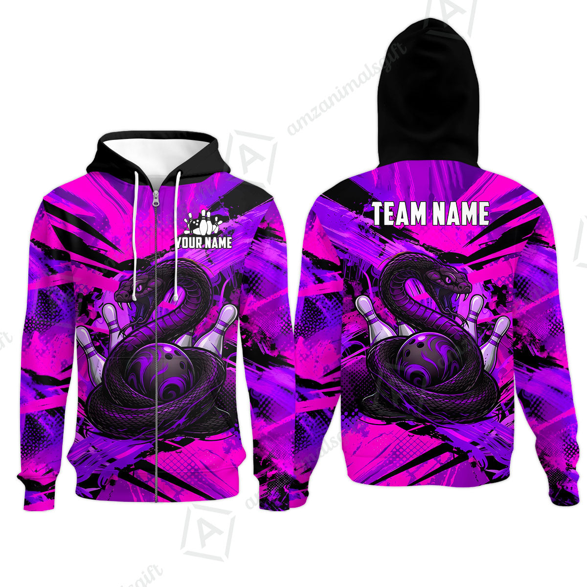 Custom Bowling Jersey Polo Shirt, Viper Venom Strike & Cyberpunk Splash, Custom Bowling Jersey Team Shirt For Players With Name & Team Name