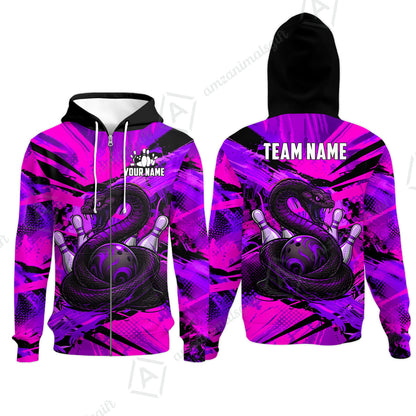 Custom Bowling Jersey Polo Shirt, Viper Venom Strike & Cyberpunk Splash, Custom Bowling Jersey Team Shirt For Players With Name & Team Name