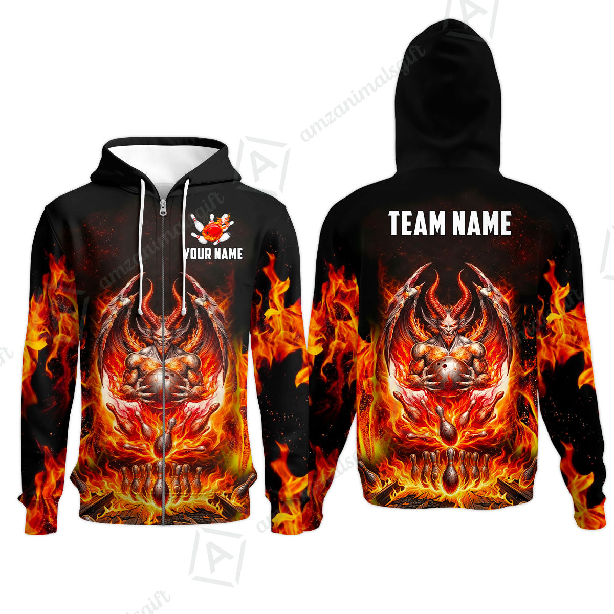Custom Hellfire Bowling Jersey Polo Shirt, Custom Hellfire Bowling Jersey Team Shirt For Players With Name & Team Name