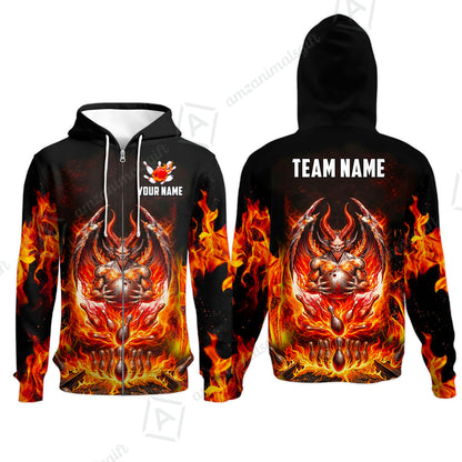 Custom Hellfire Bowling Jersey Polo Shirt, Custom Hellfire Bowling Jersey Team Shirt For Players With Name & Team Name