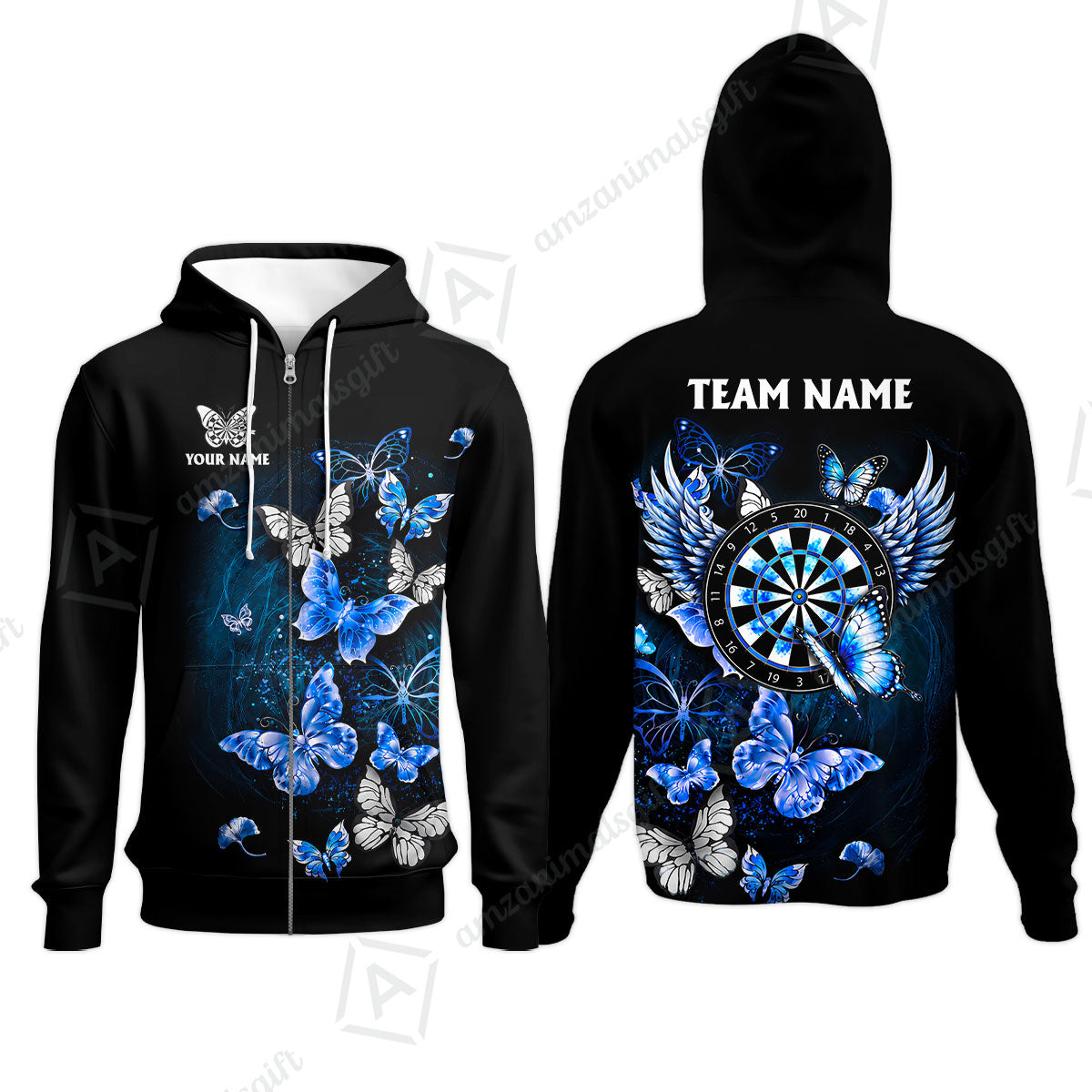 Custom Dart Jersey Team Shirt For Players, Dreamy Nebula & Angelic Butterflies, Personalize Name and Team Name