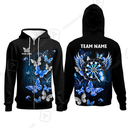 Custom Dart Jersey Team Shirt For Players, Dreamy Nebula & Angelic Butterflies, Personalize Name and Team Name