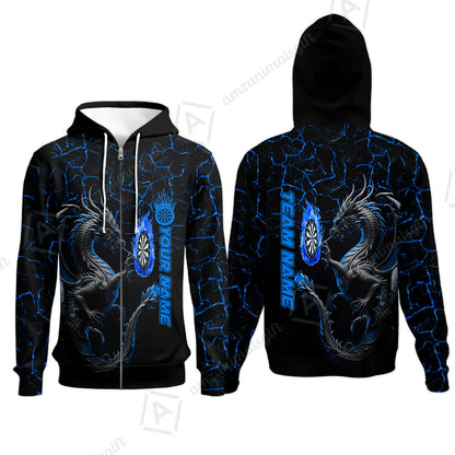Custom Blue Big Dragon Darts Unisex Polo Team Shirts, Custom Team League Darts Jersey Polo , Custom Darts Team Jerseys Uniform
