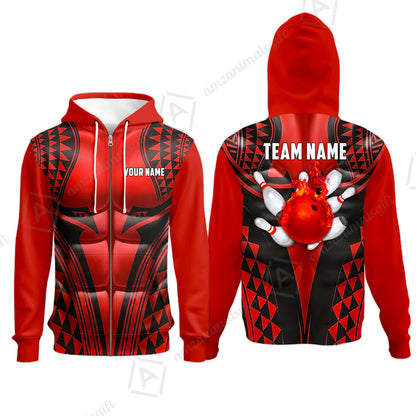 Custom Bowling Jersey Polo Shirt, Polynesian Strike, Custom Bowling Jersey Team Shirt For Players With Name & Team Name
