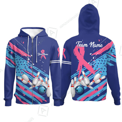Custom Breast cancer awareness Bowling Team Jerseys Polo Shirts, Bowling uniforms, Breast cancer Bowling Personalized Name And Team Name