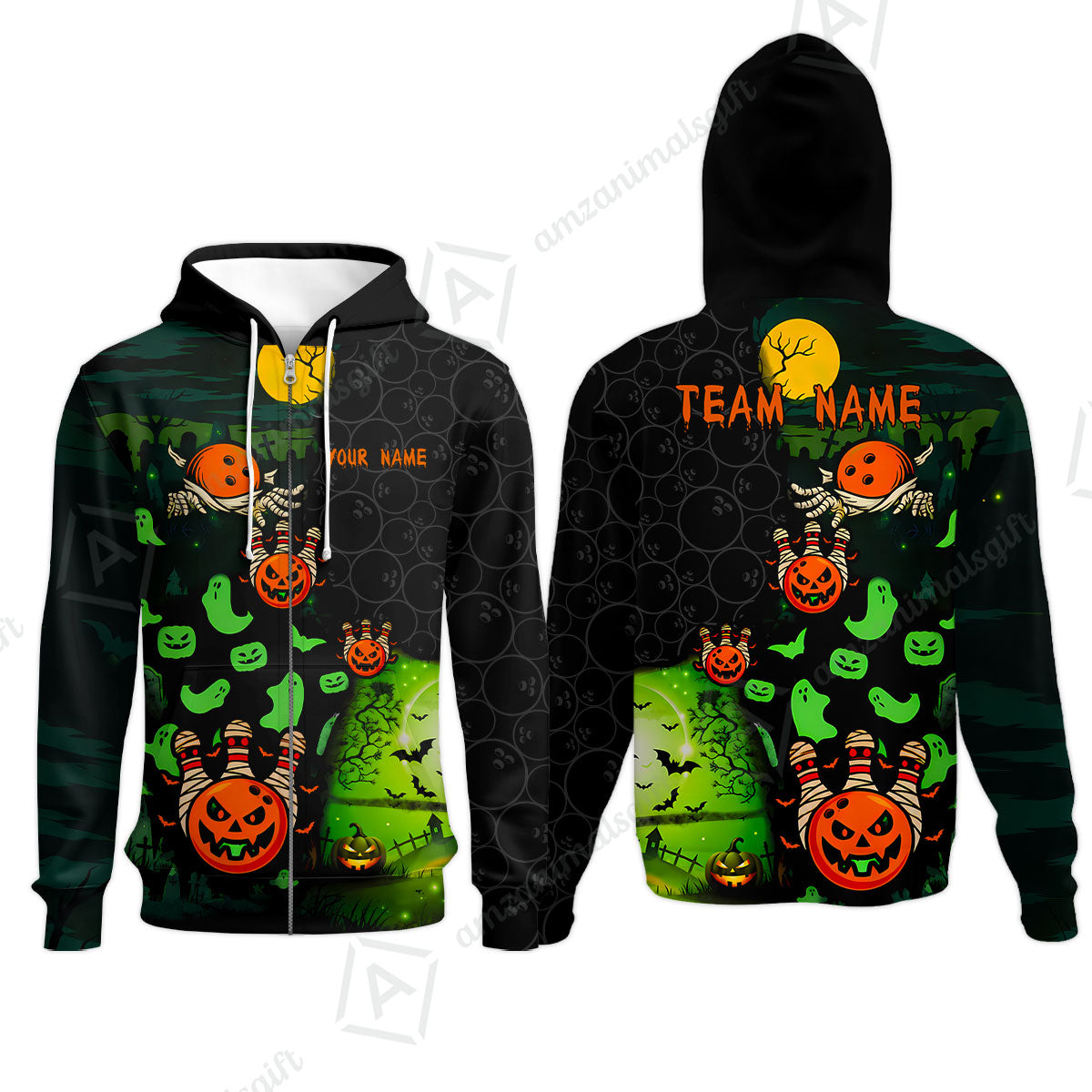 Customized Halloween Neon Ghost Bowling Jersey, Custom Name And Team Name For Bowlers