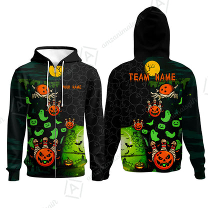 Customized Halloween Neon Ghost Bowling Jersey, Custom Name And Team Name For Bowlers