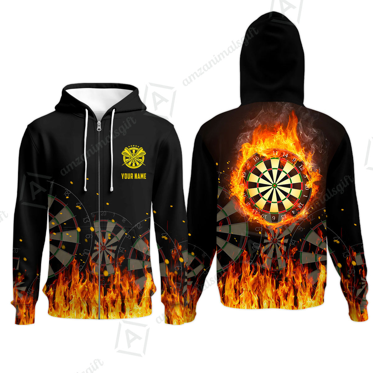 Custom Darts Team Uniform Jersey Darts Fire Unisex Polo Shirts, Darts Player Uniform, Personalized Name And Team Name