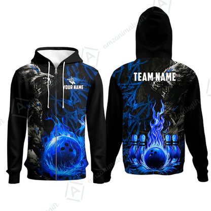Custom Bowling Jersey Polo Shirt, Hellfire Werewolf & Crimson Strike, Custom Bowling Jersey Team Shirt For Players With Name & Team Name