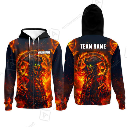 Custom Darts Jersey Polo Shirt, Ghost Pirate, Custom Dart Jersey Team Shirt For Players With Name & Team Name