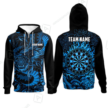 Custom Darts Jersey Polo Shirt, Dragon's Bullseye Darts, Custom Dart Jersey Team Shirt For Players With Name & Team Name