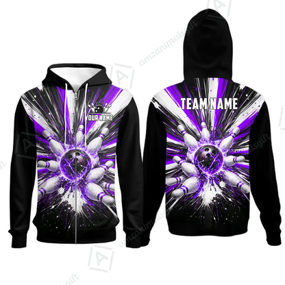 Custom Bowling Jersey Polo Shirt, Electric Burst Explosion, Custom Bowling Jersey Team Shirt For Players With Name and Team Name