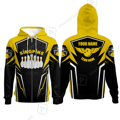 Bowling Custom Men Polo Shirt - Custom Name King Pins Bowling Team Personalized Bowling Polo Shirt