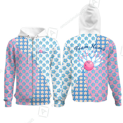 Custom Bowling Jersey Polo Shirt, Pastel Retro Flower Power Bloom, Custom Bowling Jersey Team Shirt For Players With Name and Team Name