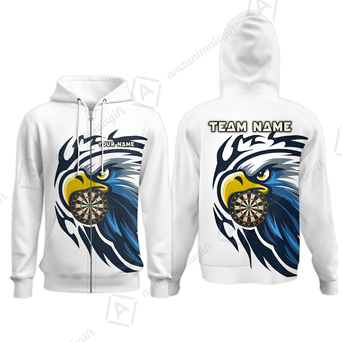Custom Majestic Eagle Mascot Darts Jersey Polo Shirt, Custom Majestic Eagle Mascot Dart Jersey Team Shirt For Players With Name & Team Name