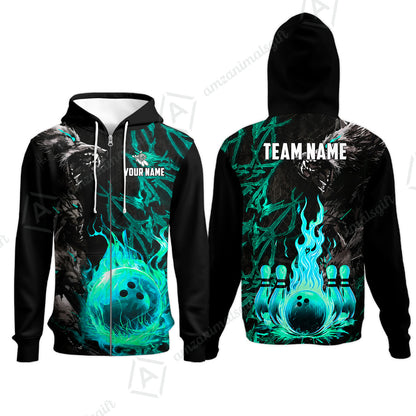 Custom Bowling Jersey Polo Shirt, Hellfire Werewolf & Crimson Strike, Custom Bowling Jersey Team Shirt For Players With Name & Team Name
