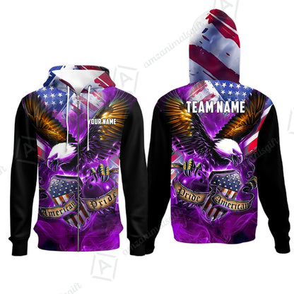 Custom Bowling Jersey Polo Shirt, American Pride Eagle, Personalized Name & Team Name