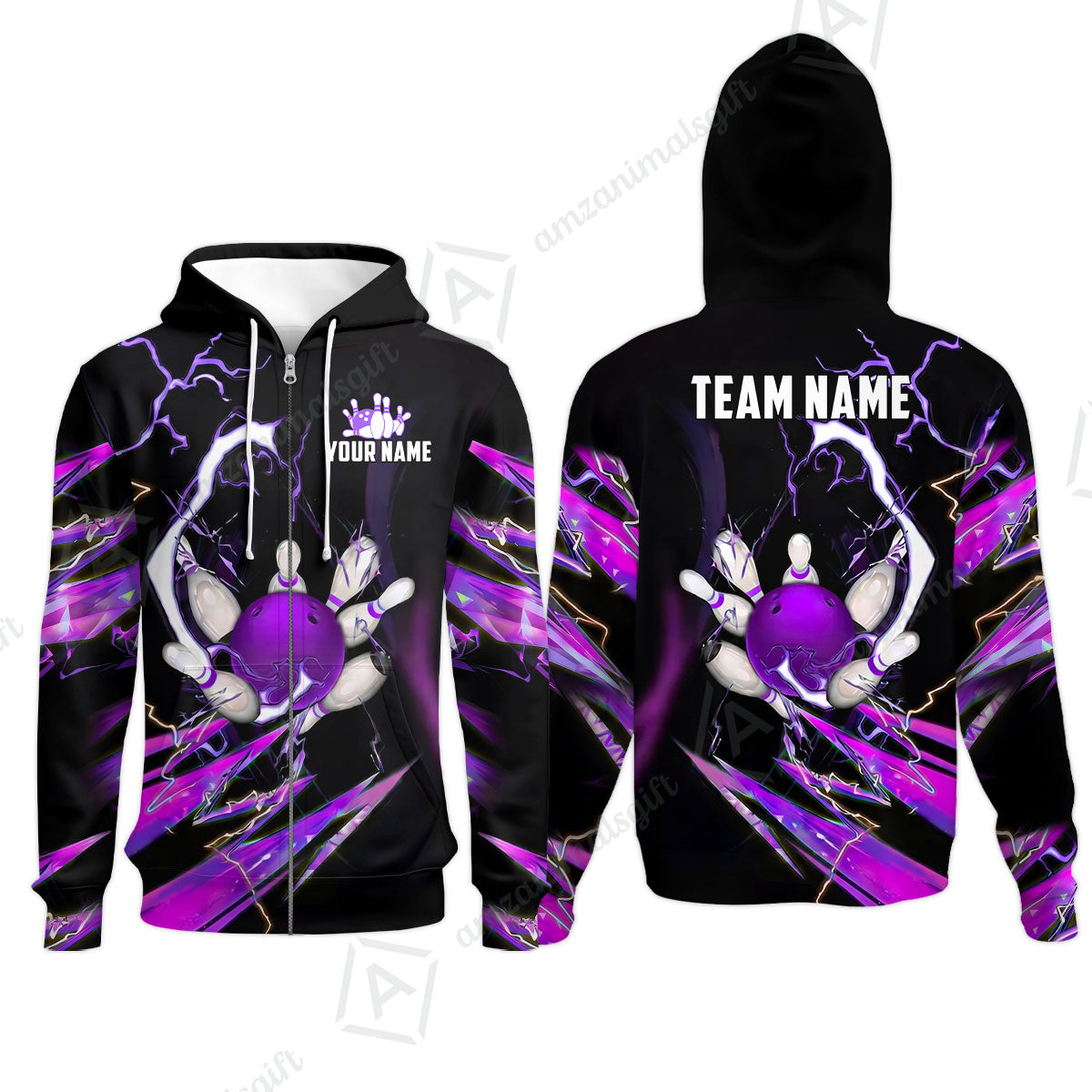 Custom Bowling Jersey Polo Shirt, Electric Strike & Neon Plasma, Custom Bowling Jersey Team Shirt For Players With Name & Team Name
