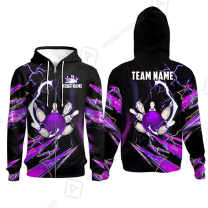 Custom Bowling Jersey Polo Shirt, Electric Strike & Neon Plasma, Custom Bowling Jersey Team Shirt For Players With Name & Team Name