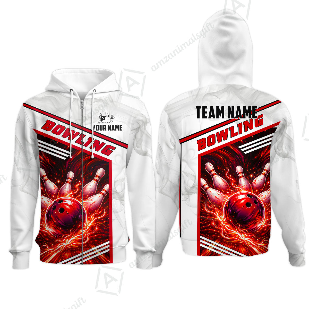 Custom Bowling Jersey Polo Shirt, Retro Racing & Fire Strike, Custom Bowling Jersey Team Shirt For Players With Name & Team Name