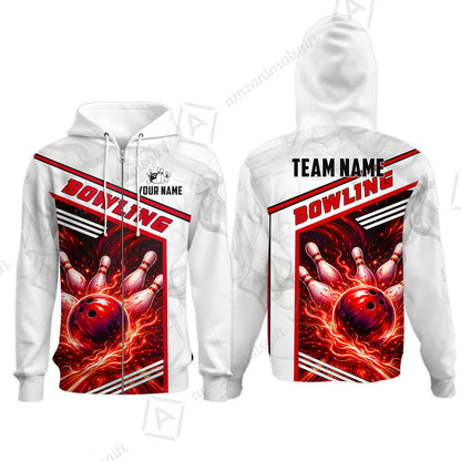 Custom Bowling Jersey Polo Shirt, Retro Racing & Fire Strike, Custom Bowling Jersey Team Shirt For Players With Name & Team Name
