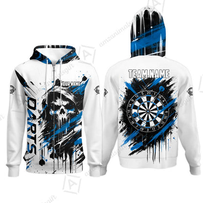 Custom Darts Jersey Polo Shirt, Grim Reaper Sketch Splatter, Custom Dart Jersey Team Shirt For Players With Name & Team Name