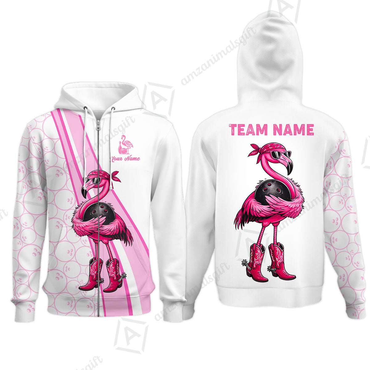 Custom Bowling Jersey Polo Shirt, Cowgirl Flamingo Bowling Custom Bowling Jersey Team Shirt For Players With Name & Team Name