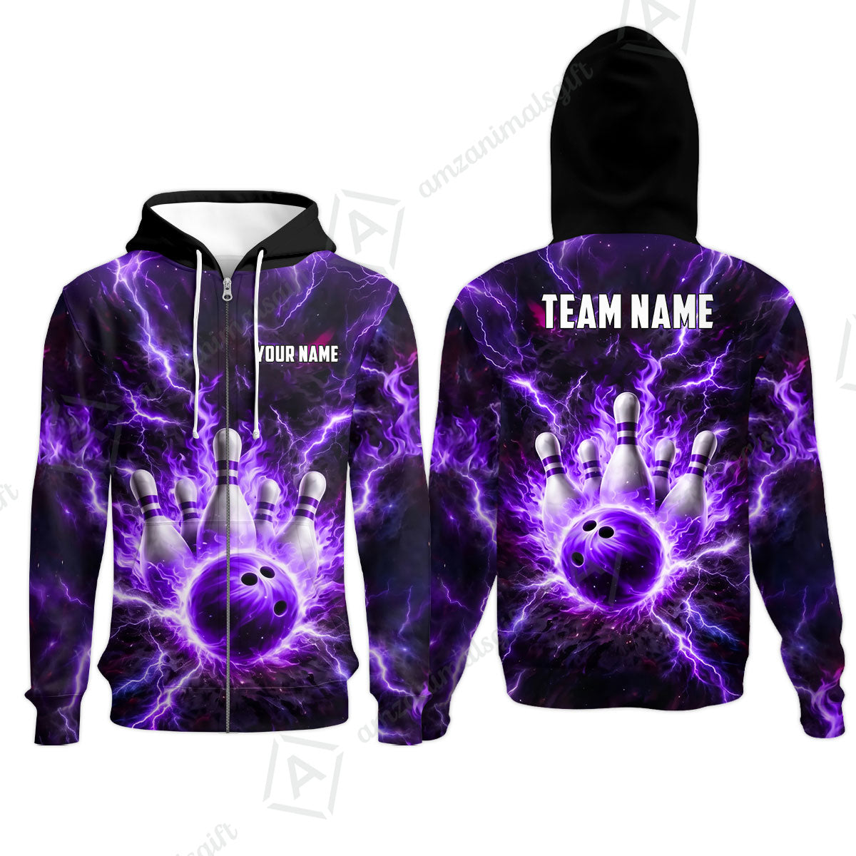Custom Bowling Jersey Polo Shirt, Electric Lightning Storm Bowling, Custom Bowling Jersey Team Shirt For Players With Name and Team Name