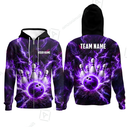 Custom Bowling Jersey Polo Shirt, Electric Lightning Storm Bowling, Custom Bowling Jersey Team Shirt For Players With Name and Team Name