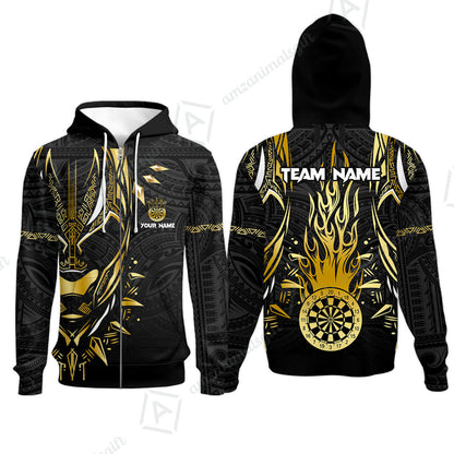Custom Darts Team Jersey, Black Panther Forever Darts Jersey Polo Quarter-Zip Shirts, Custom Darts Uniforms Jerseys
