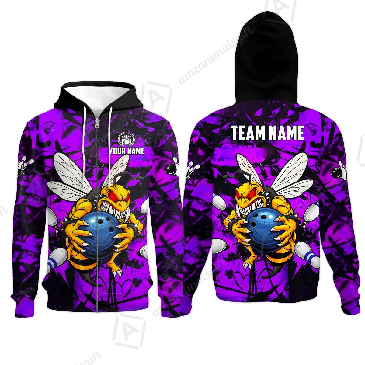 Custom Bowling Jersey Polo Shirt, The Wild Wasp Strike, Custom Bowling Jersey Team Shirt For Players With Name & Team Name