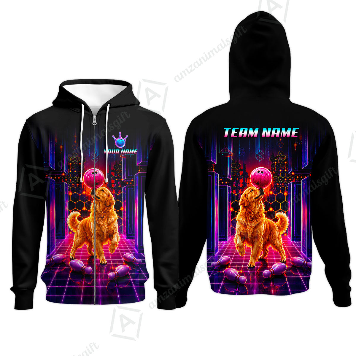 Custom Bowling Jersey Polo Shirt, Cyber Bowling Dog, Custom Bowling Jersey Team Shirt For Players With Name & Team Name