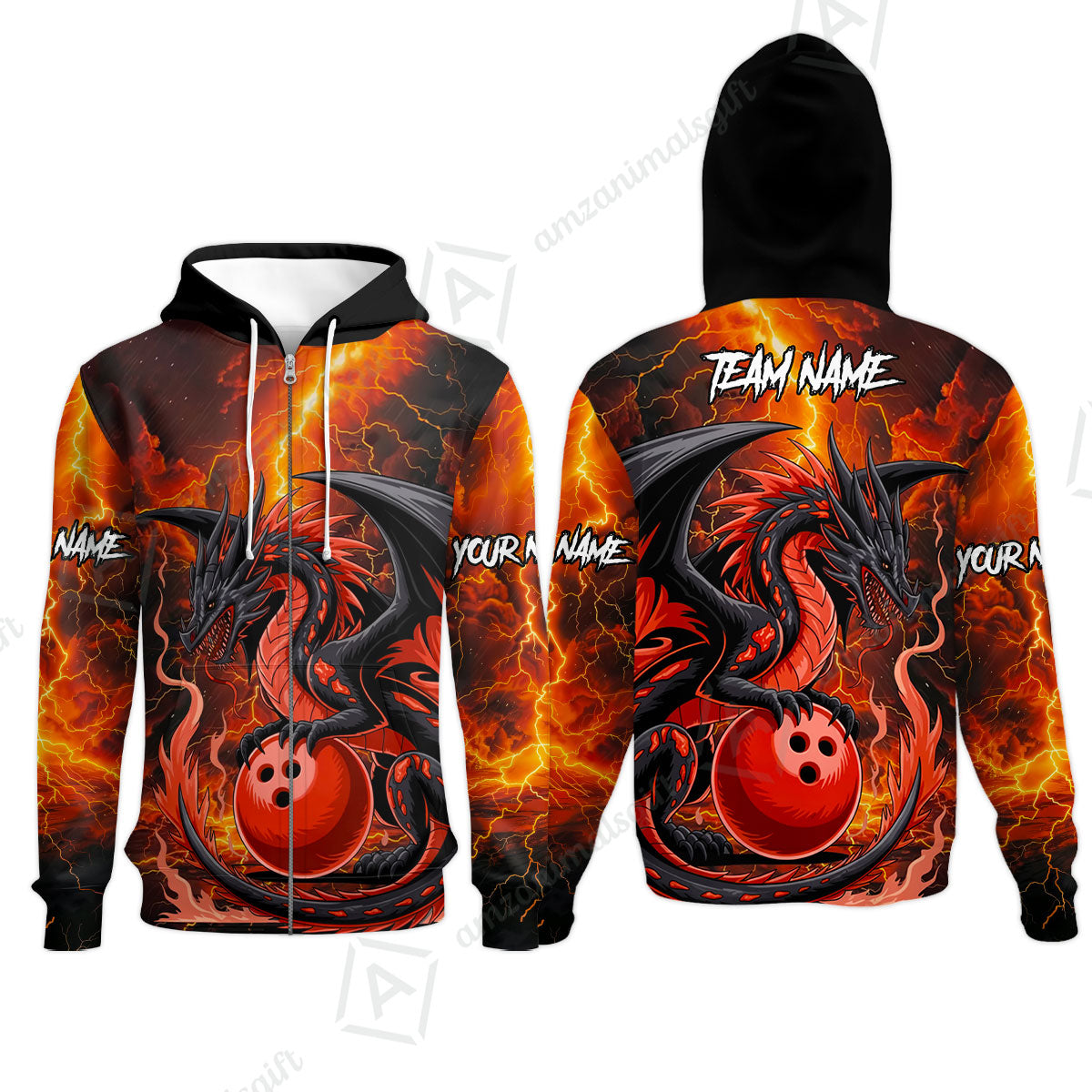 Custom Team Name Hellfire Bowling Team Jersey Shirt- Bowling uniforms Hellfire Dragon Bowling Quarter-Zip Polo Shirts - Uniform Shirt For Bowlers