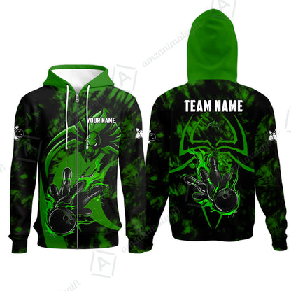 Custom Bowling Jersey Polo Shirt, Neon Venom Spider Monster, Custom Bowling Jersey Team Shirt For Players With Name and Team Name