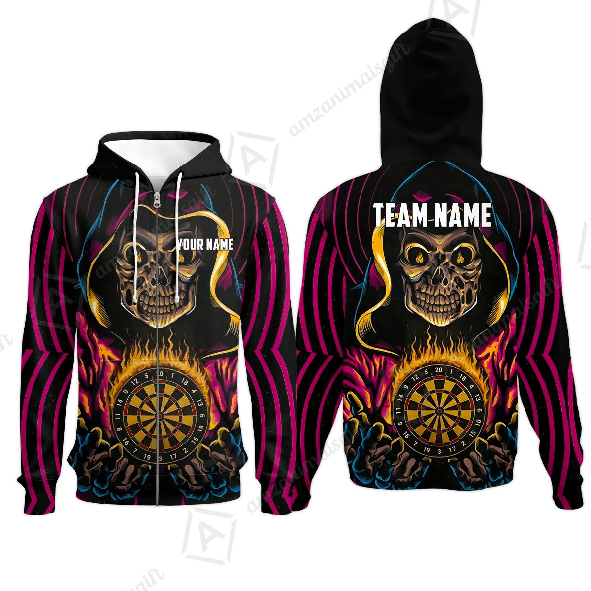 Custom Darts Team Jersey, Personalized Grim Reaper Dart Polo Shirt For Players With Name & Team Name