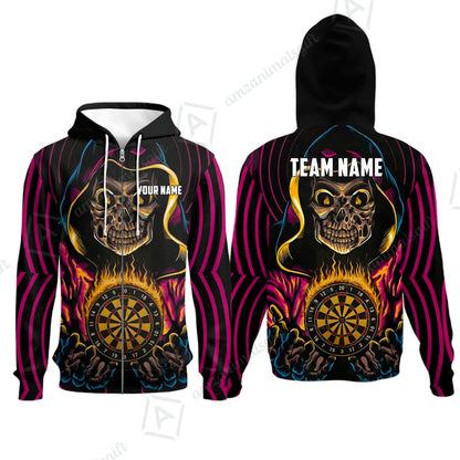 Custom Darts Team Jersey, Personalized Grim Reaper Dart Polo Shirt For Players With Name & Team Name