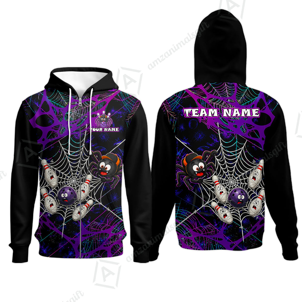 Custom Bowling Jersey Polo Shirt, Spider Bowling, Personalize Name and Team Name