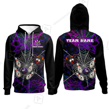 Custom Bowling Jersey Polo Shirt, Spider Bowling, Personalize Name and Team Name